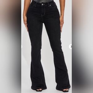 Fashion Nova Black Flare Wide Leg Jeans